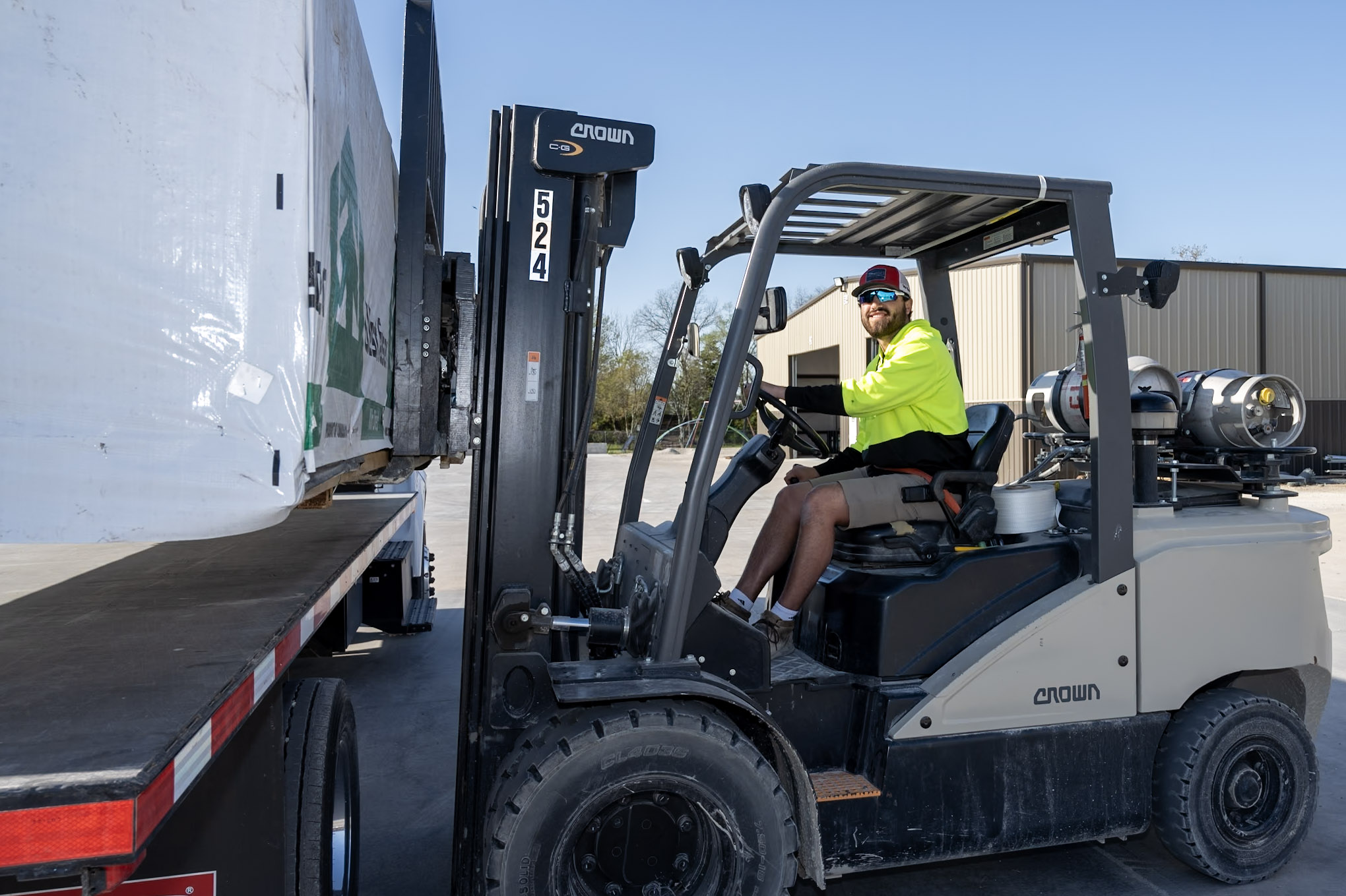 Loading a semi for farm and ranch delivery