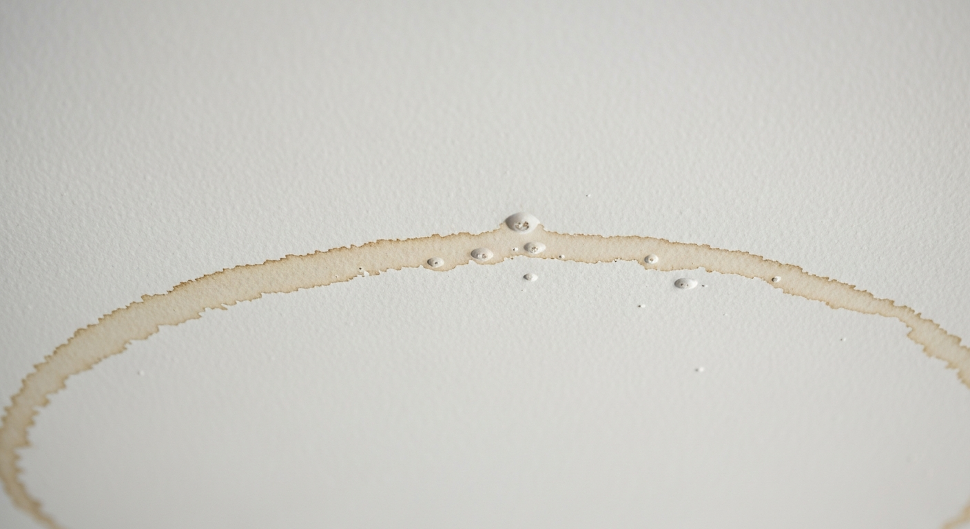 Realistic slight water stain and bubbling paint on ceiling