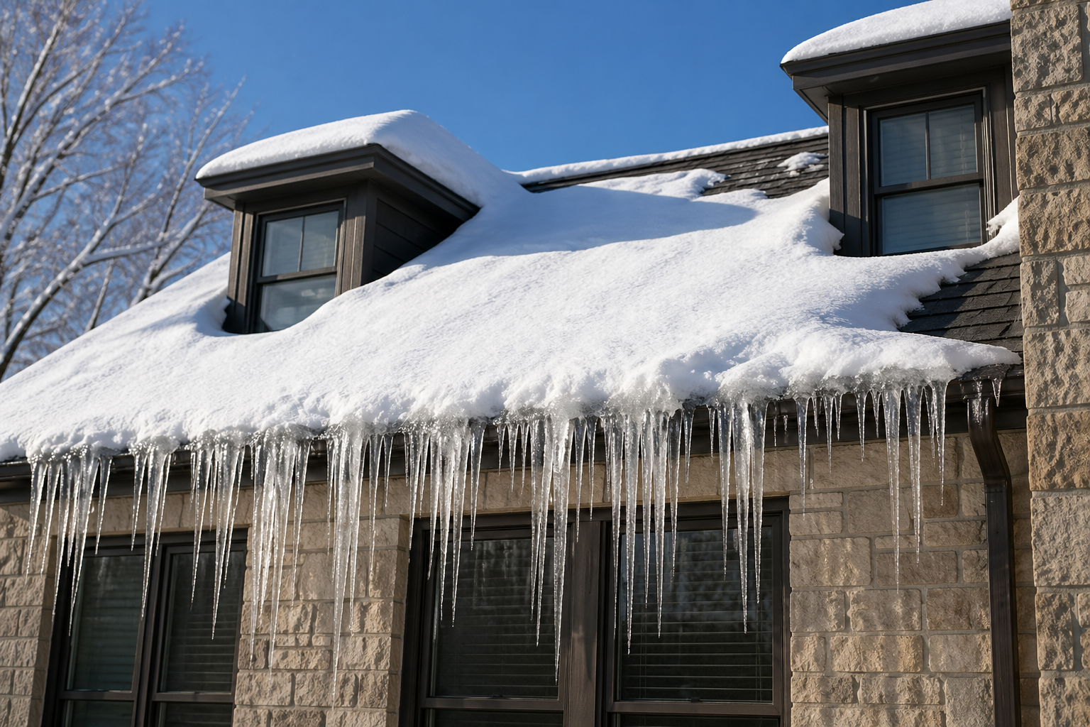 Ice dams on a Windsor roof