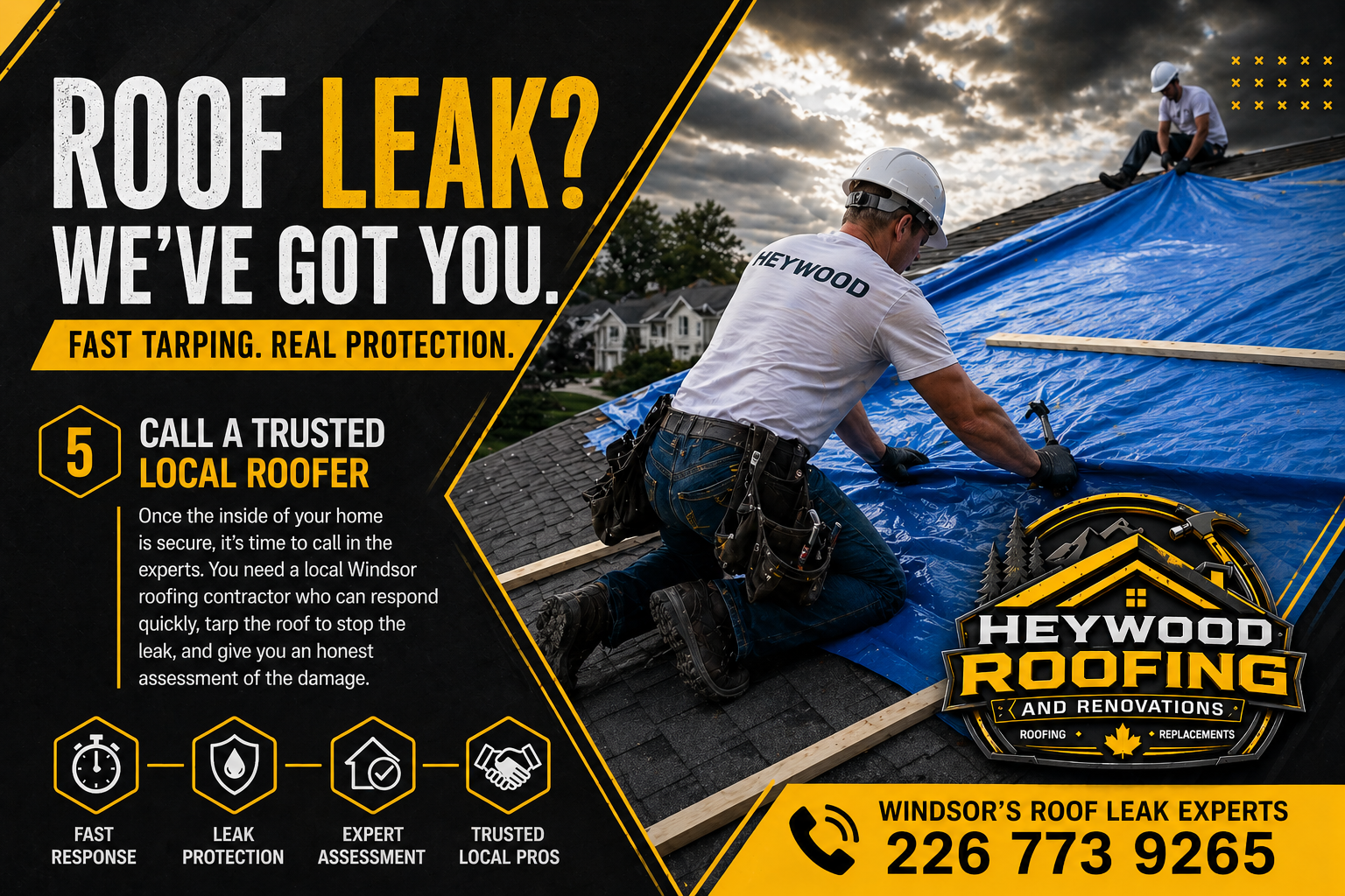 Call a trusted local roofer for emergency tarping