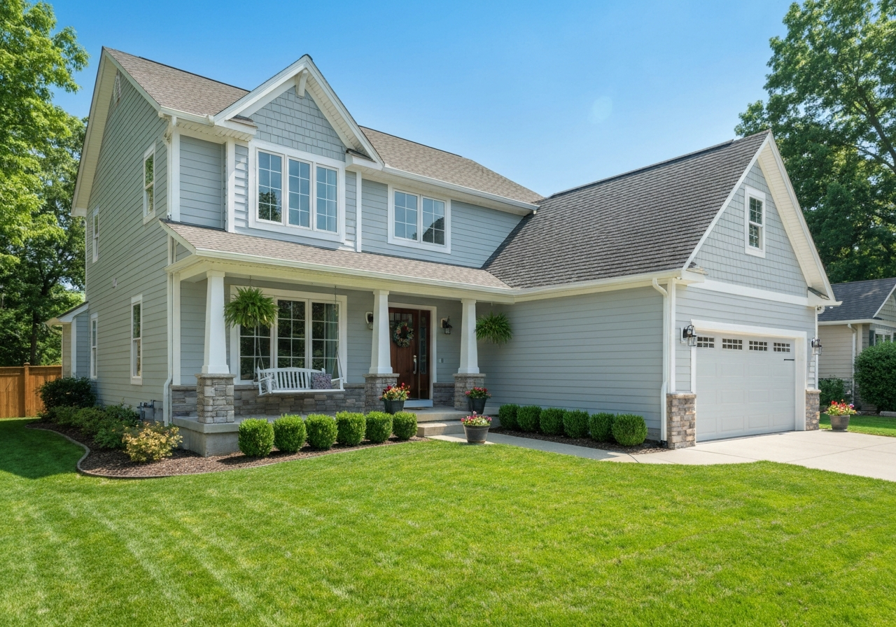 Full home exterior painting with crisp white trim