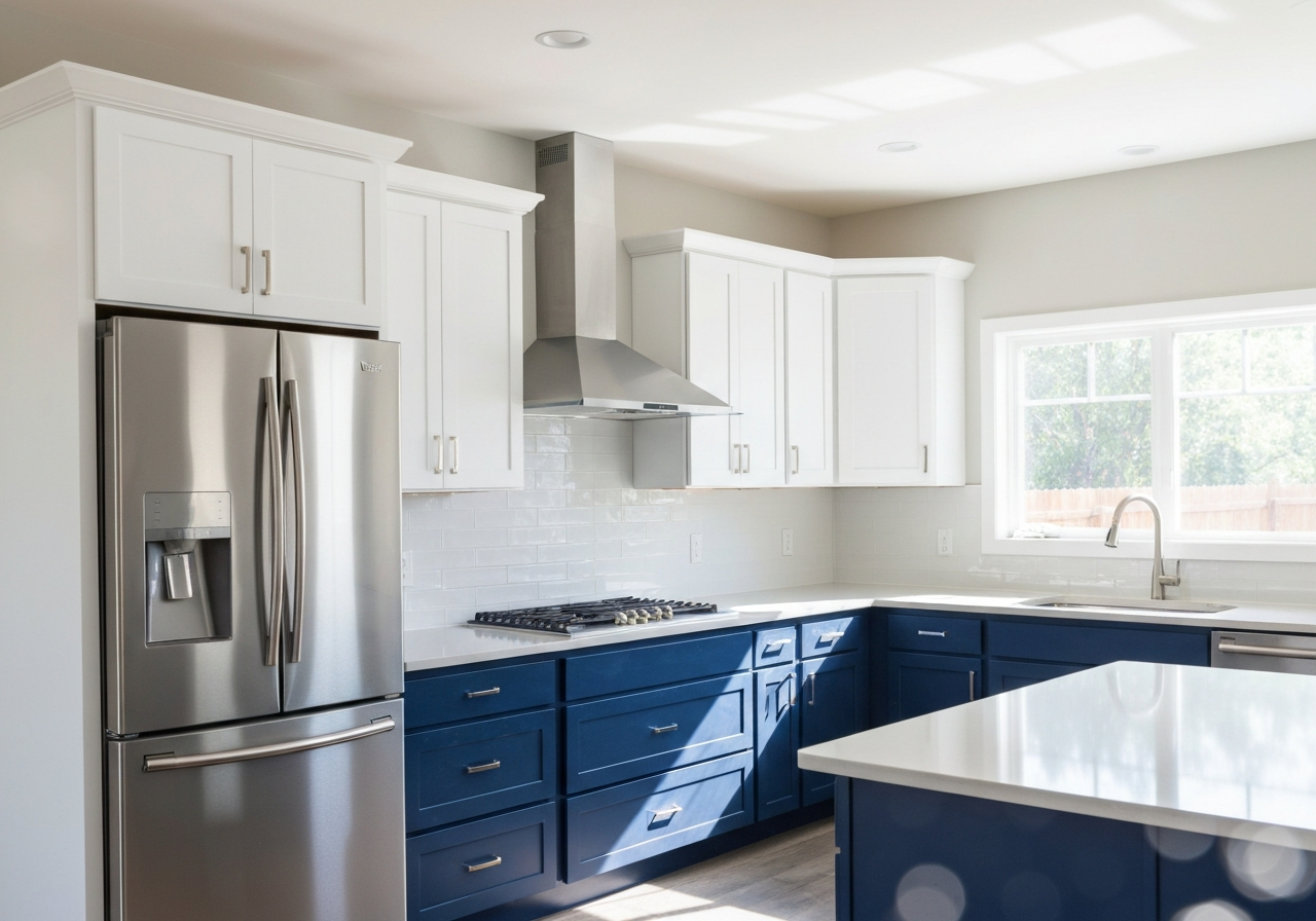 Modern two-tone kitchen cabinet finish