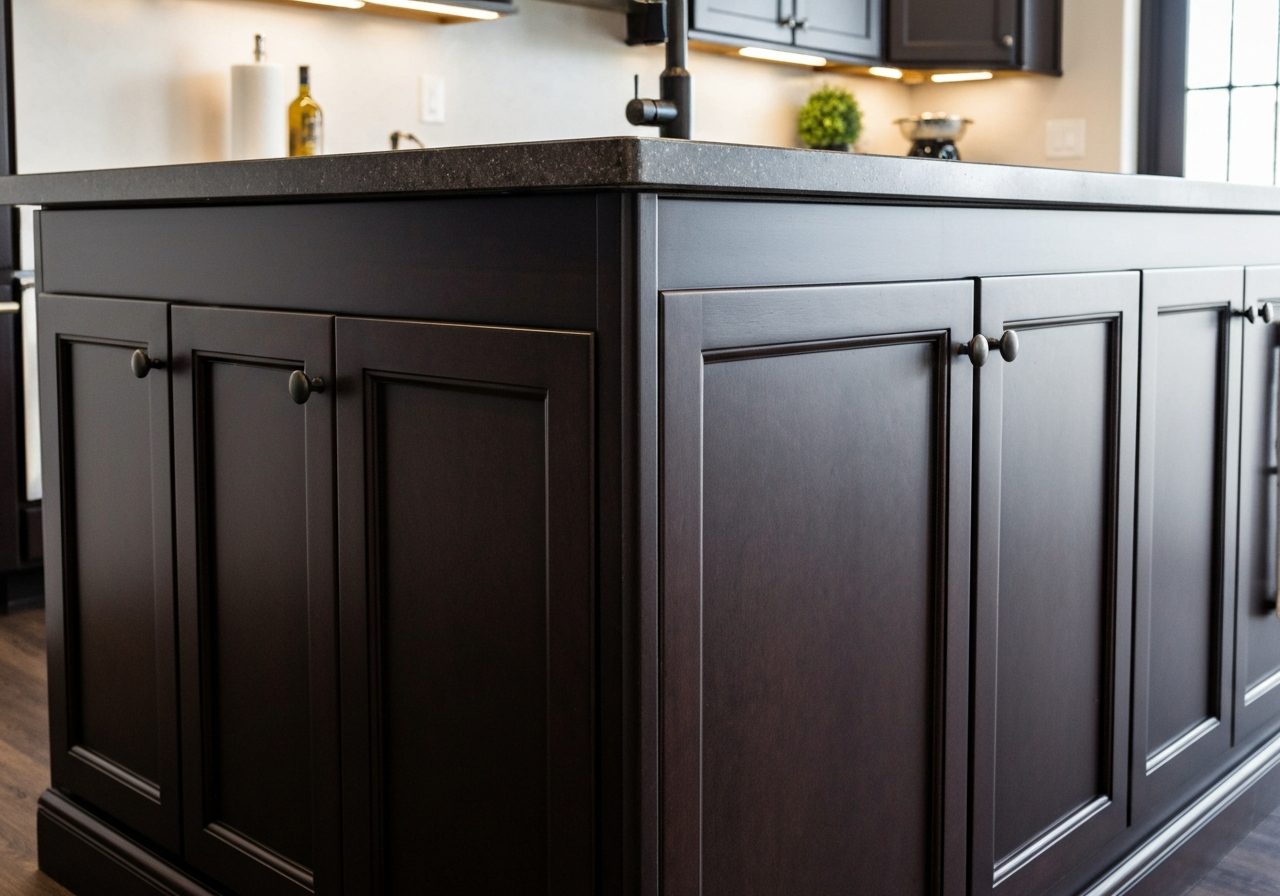 Dark espresso kitchen island cabinet refinishing