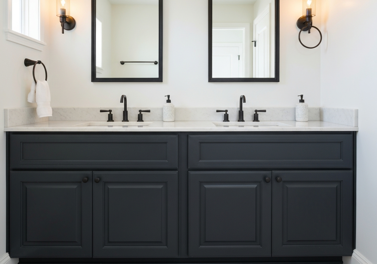 Luxurious charcoal grey bathroom vanity