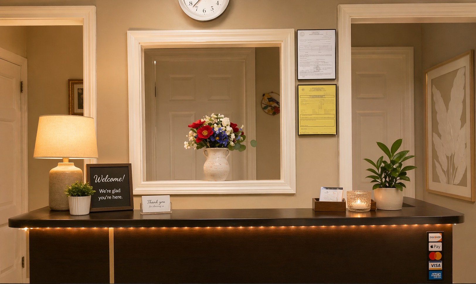 Spa reception welcoming Randolph clients