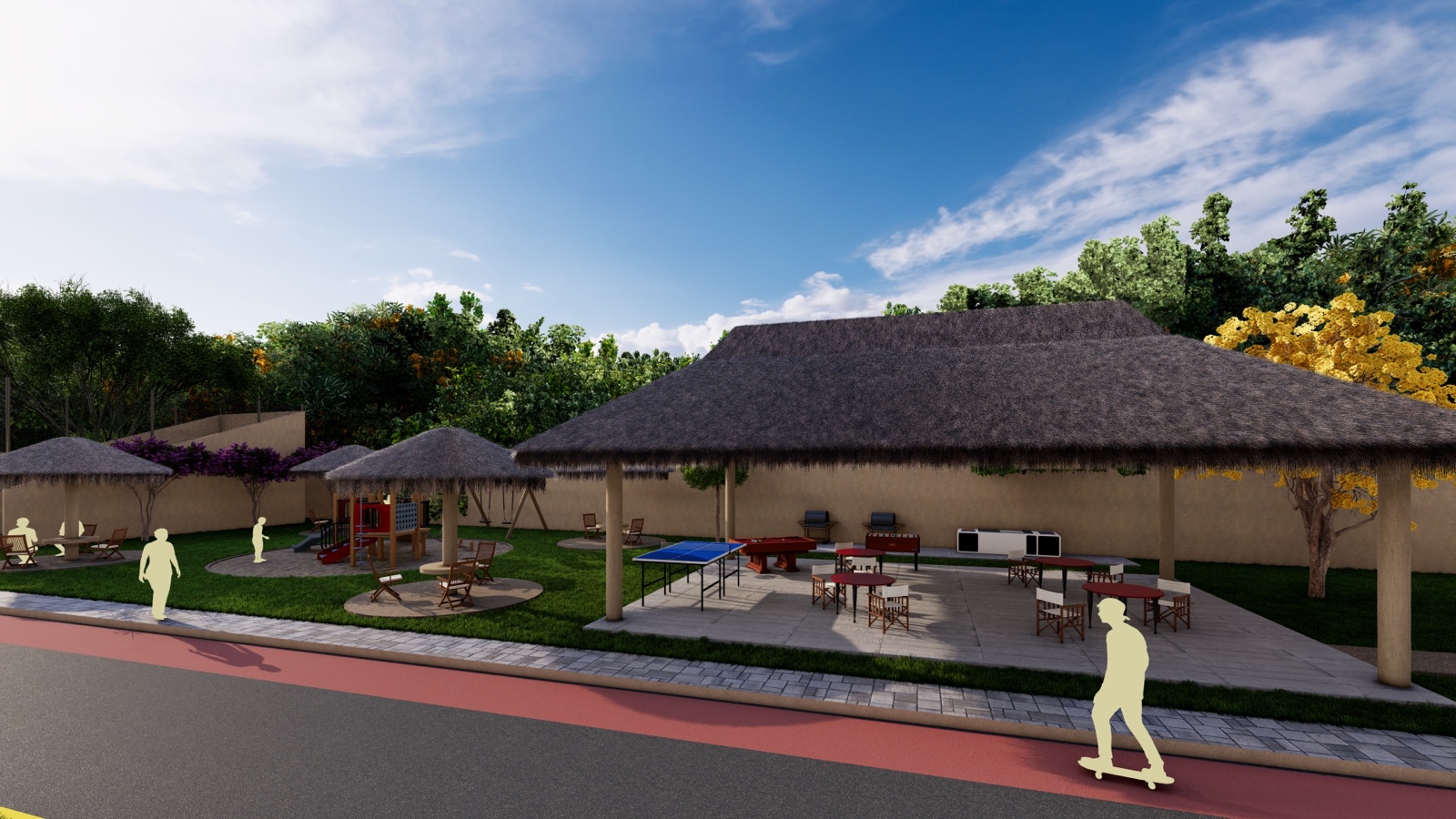 Palapa y área de juegos