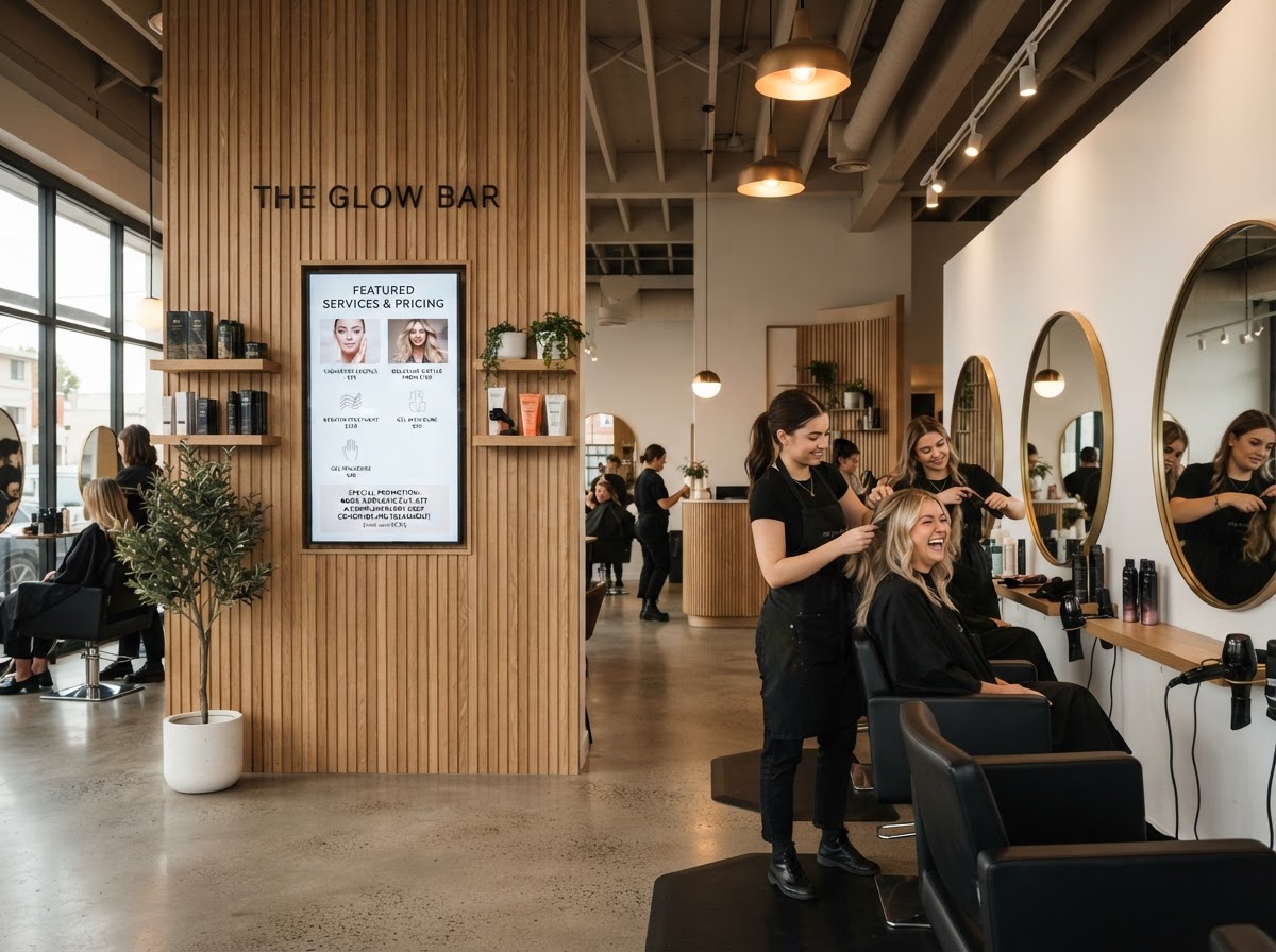 Digital signage in a beauty salon