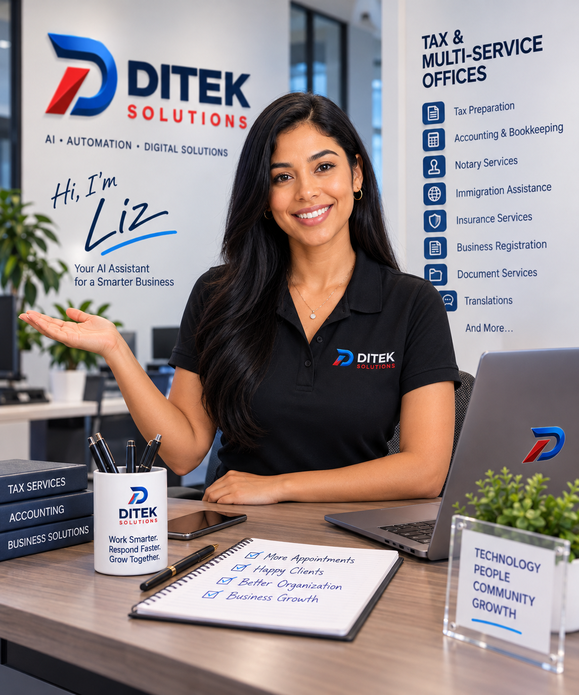 Liz - Ditek AI Assistant for Tax & Multi-Service Offices