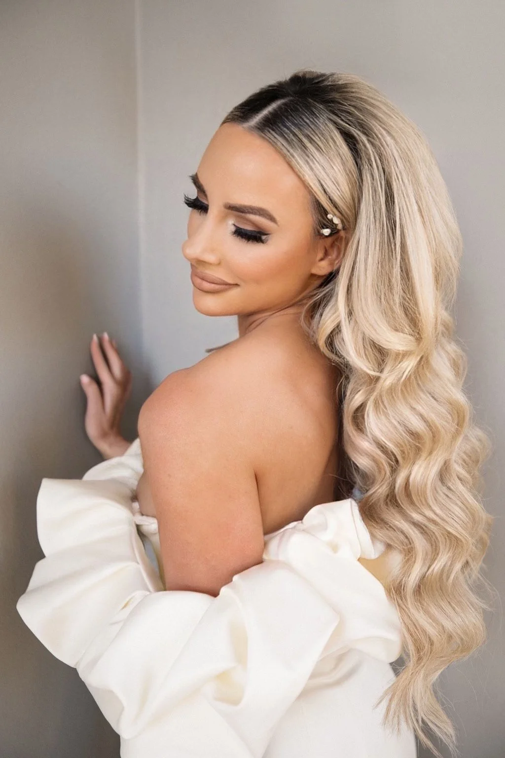 Beautiful blonde hair styled with extensions