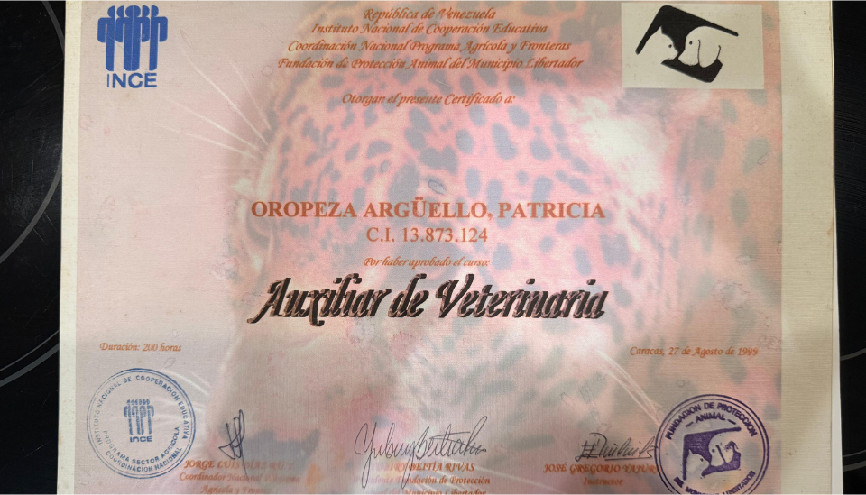 Certificado Auxiliar de Veterinaria