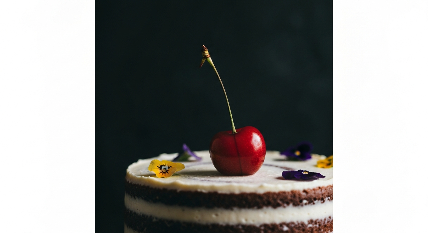 Cherry on Naked Cake Background