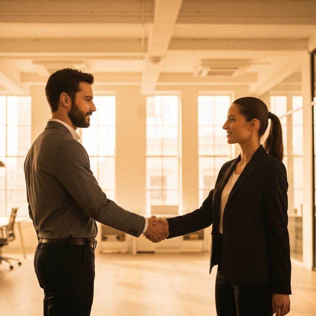 Business professionals shaking hands