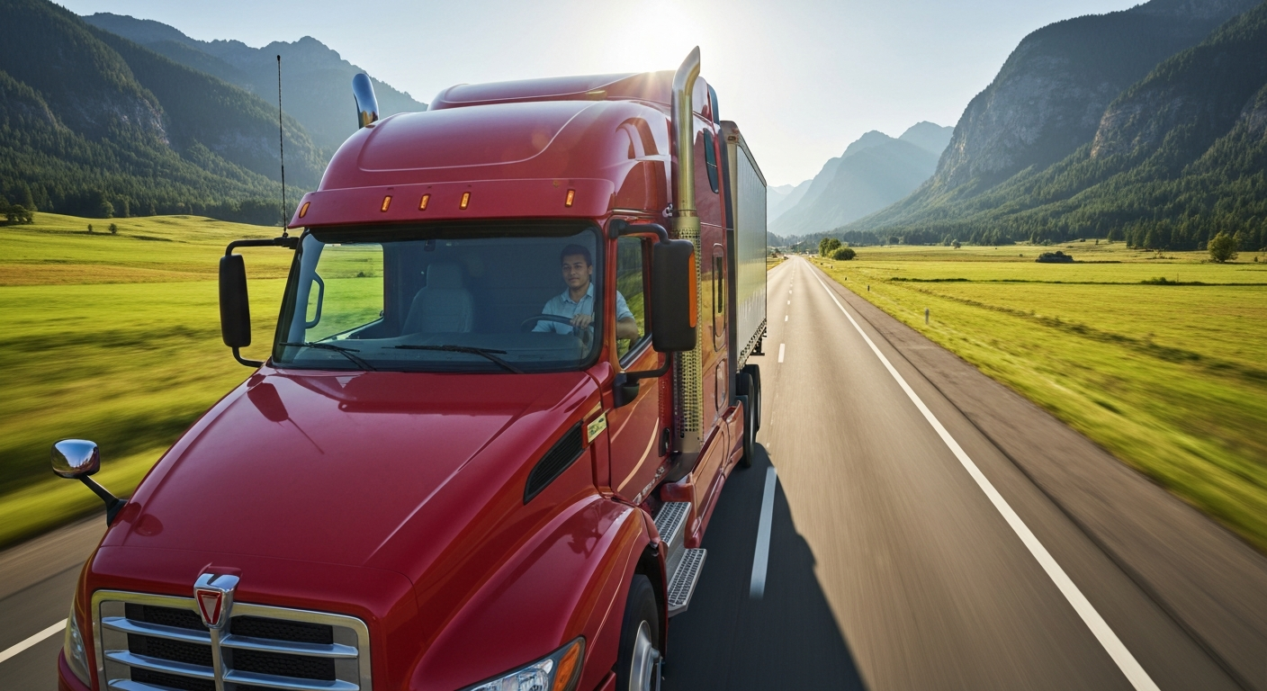 Commercial semi-truck on highway