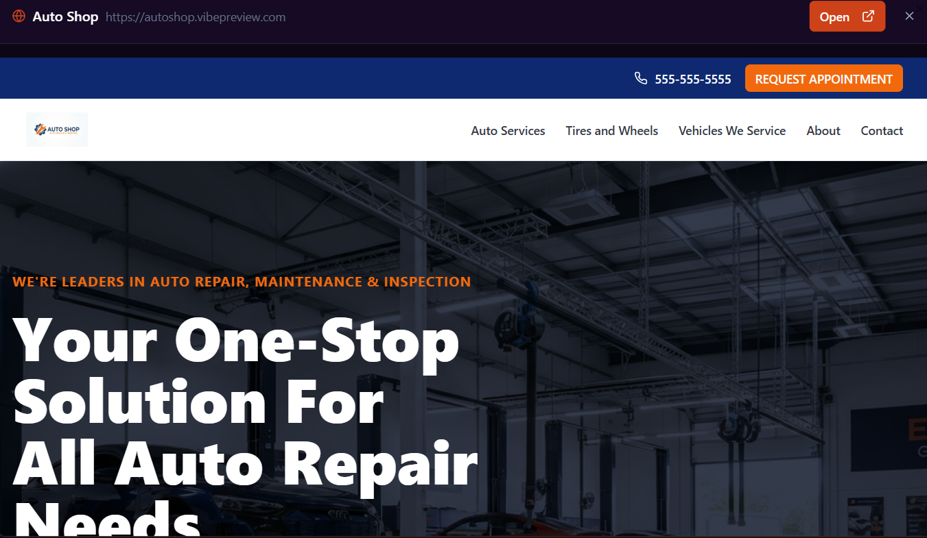 Auto Shop website preview