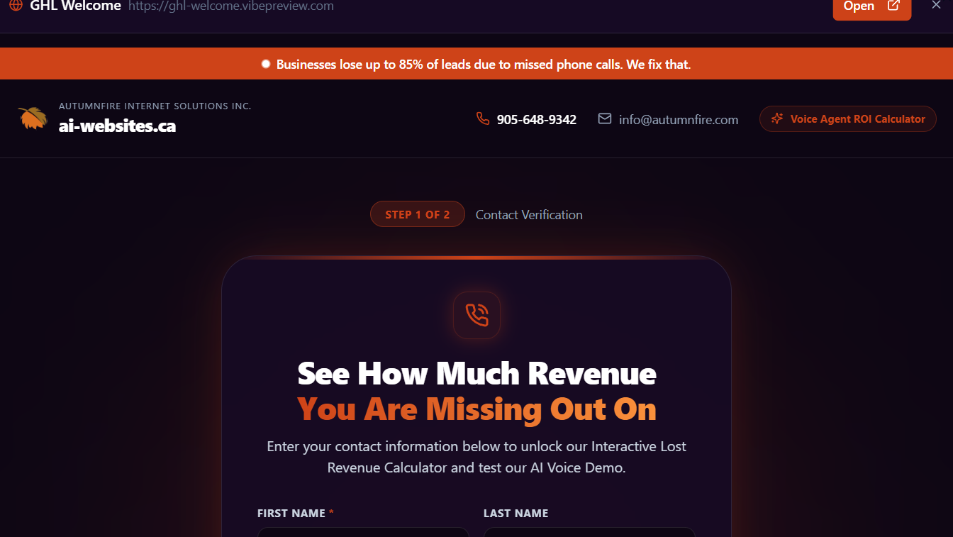 GHL Welcome website preview