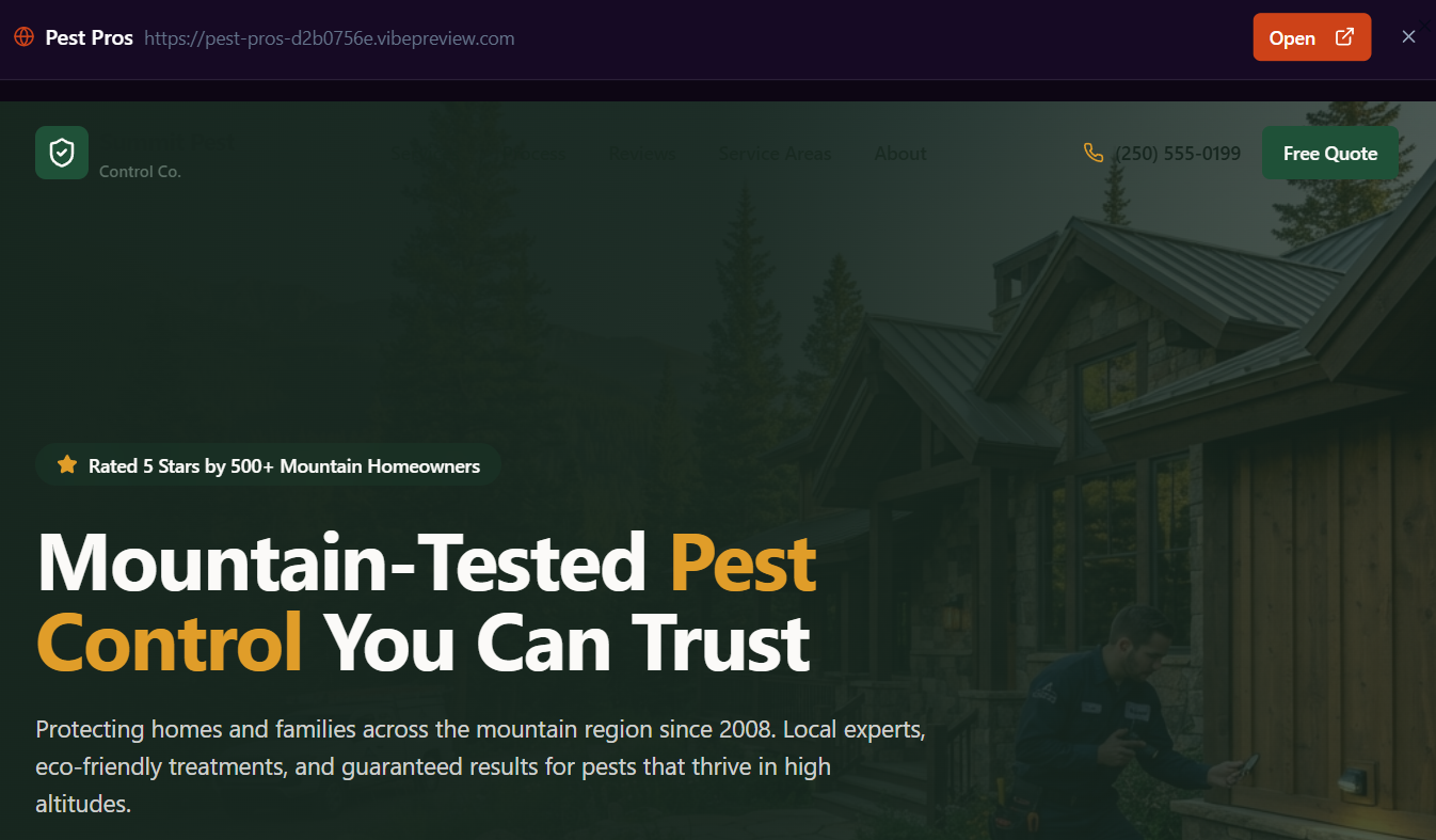 Pest Pros website preview
