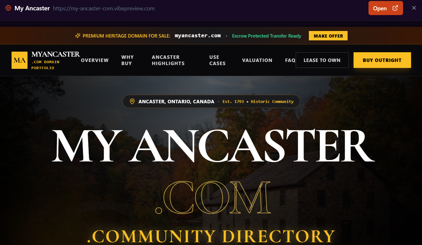 My Ancaster website preview