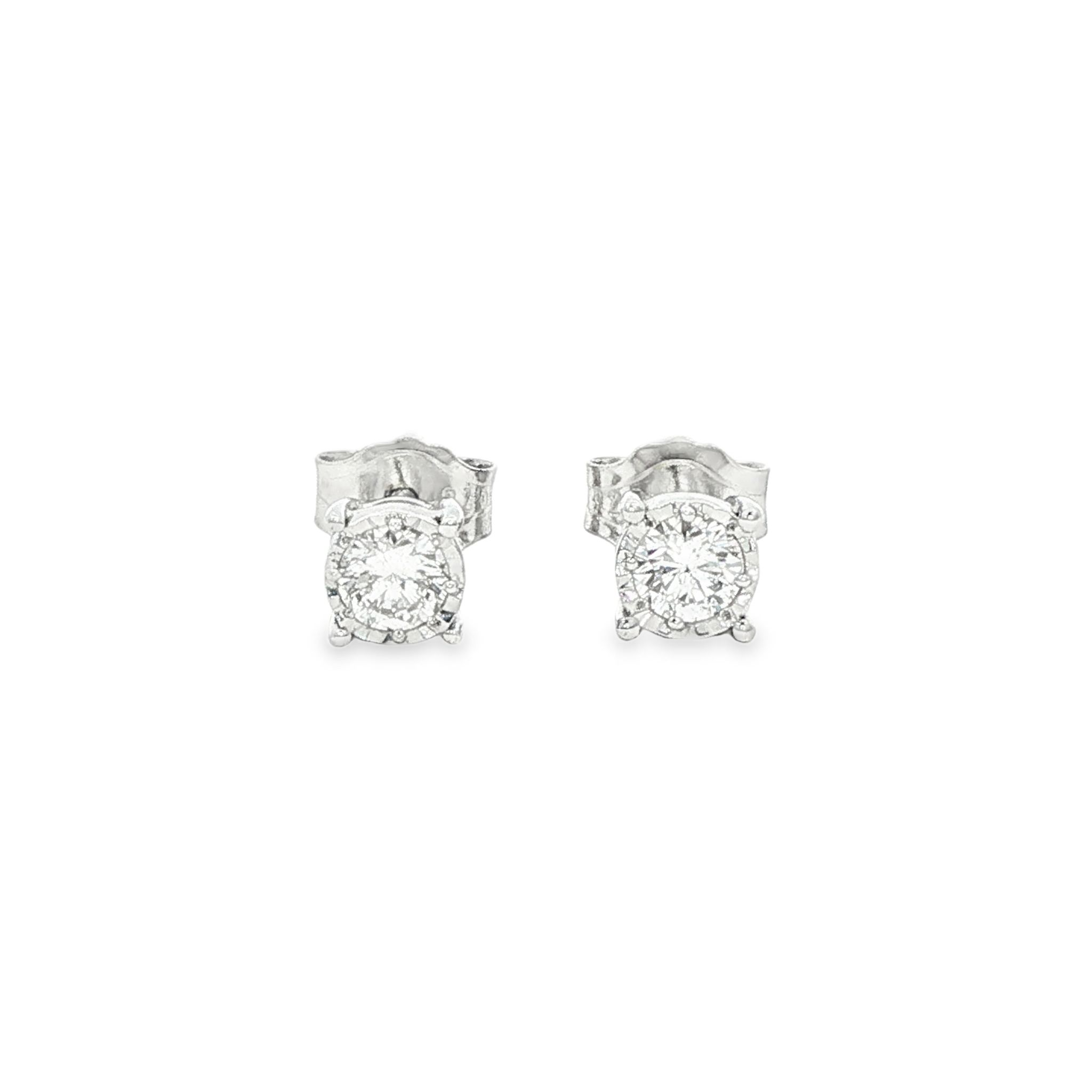 Sterling and Diamond Stud Earrings