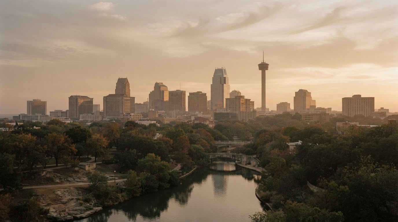 San Antonio skyline at golden hour