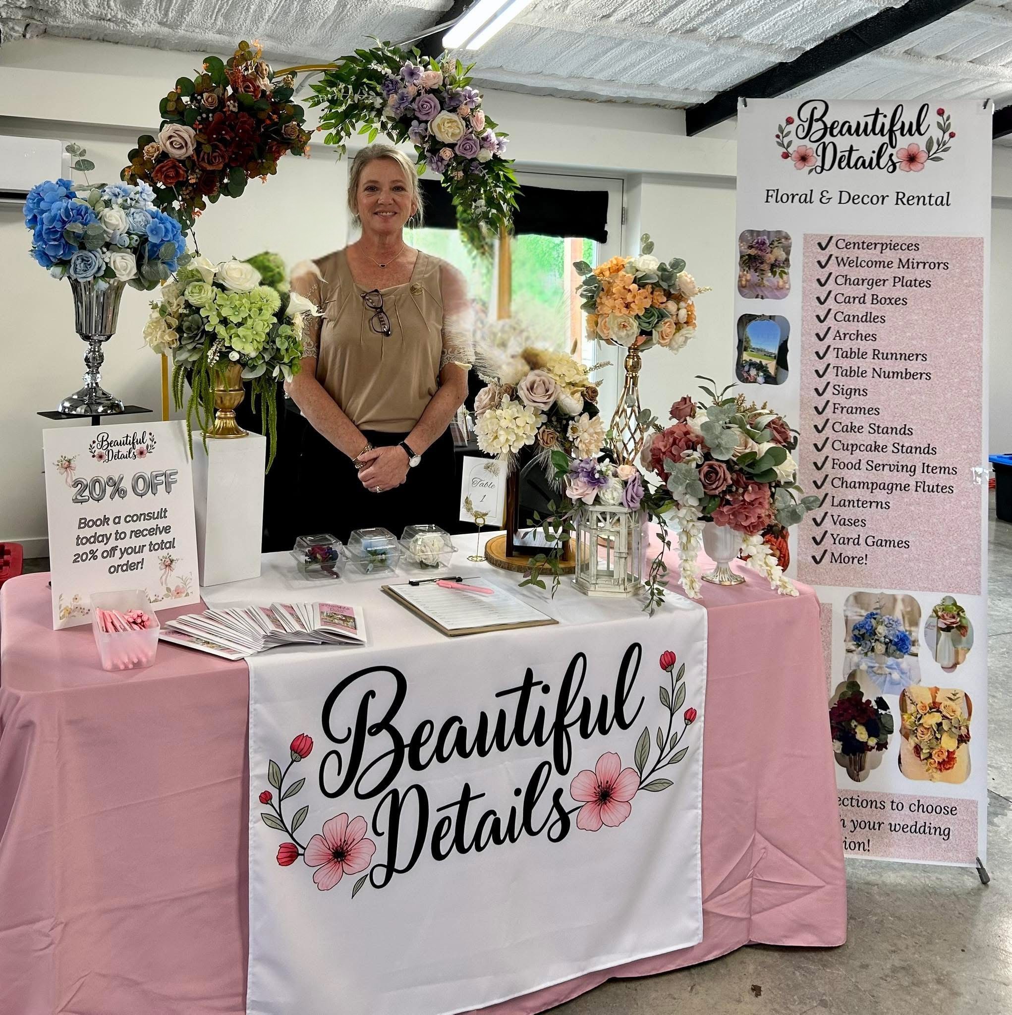 Owner of Beautiful Details at her booth
