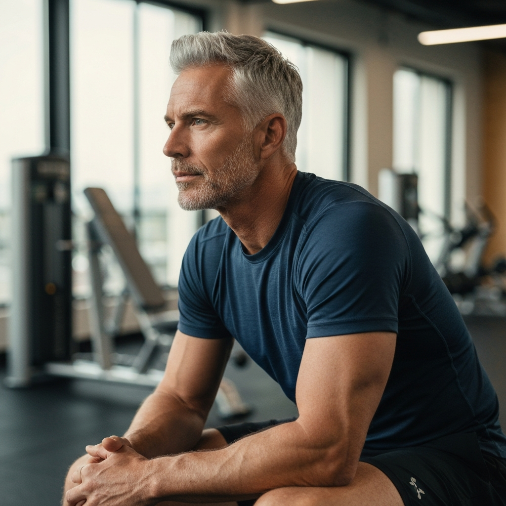 Man resting in gym