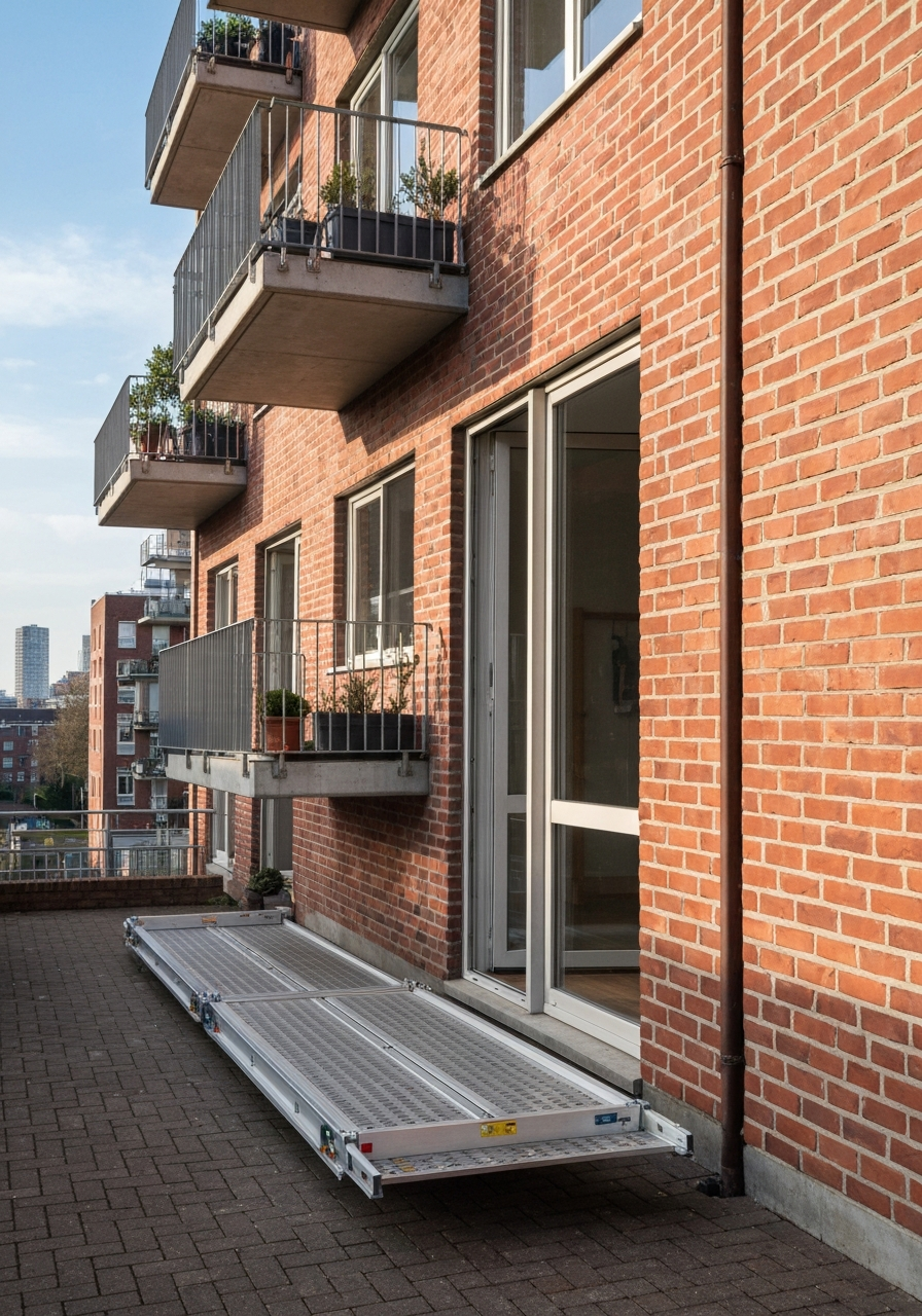 Verhuislift in actie bij een appartement
