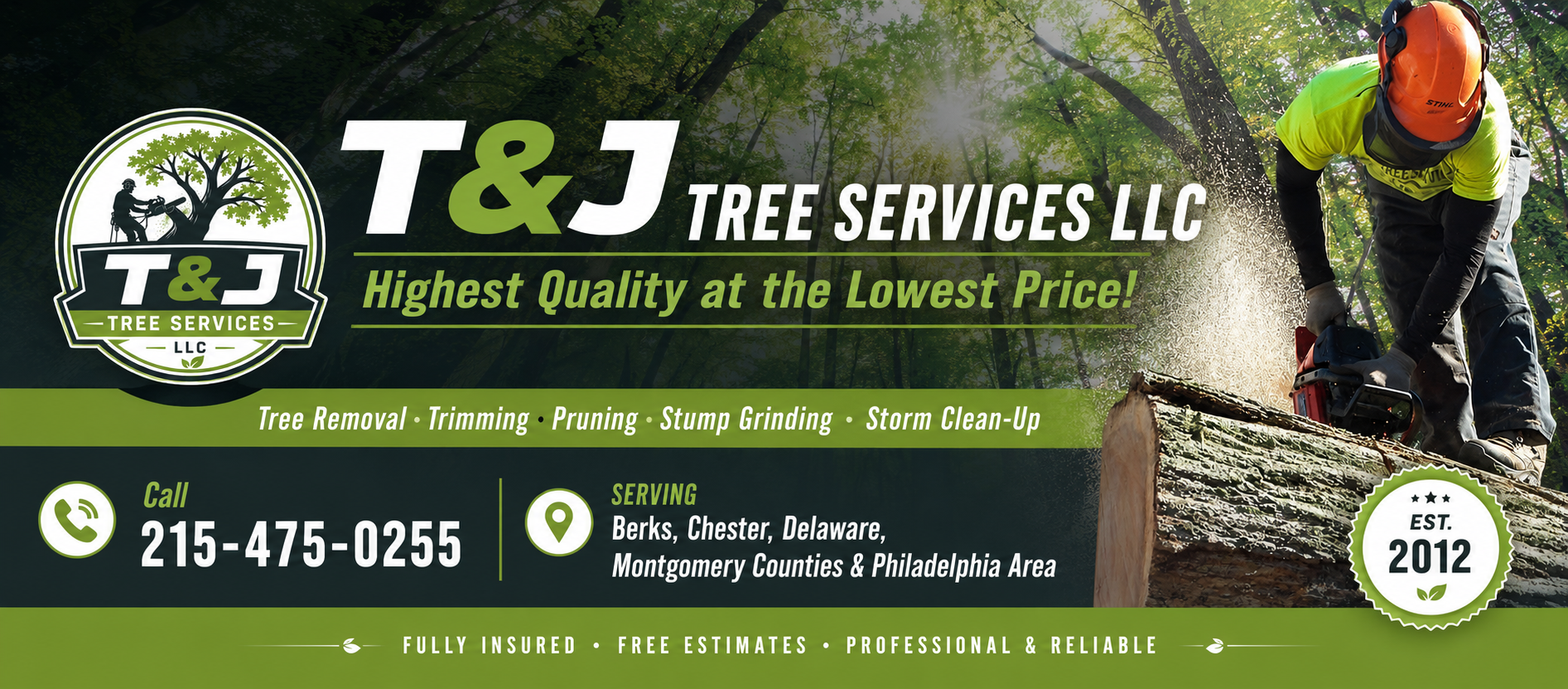 T & J Tree Services Banner