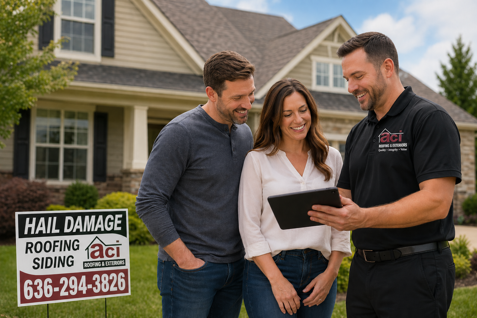 Happy homeowners with ACI representative