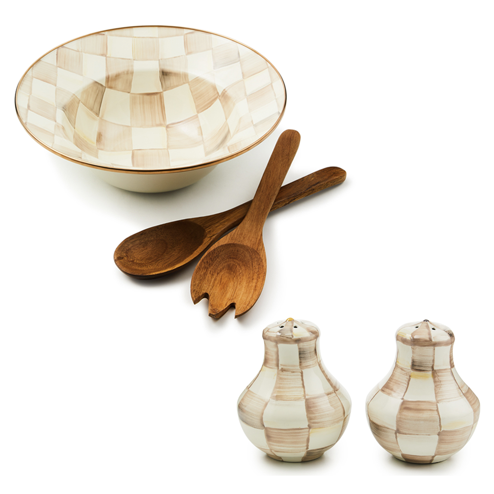 Mocha Check Serving Set