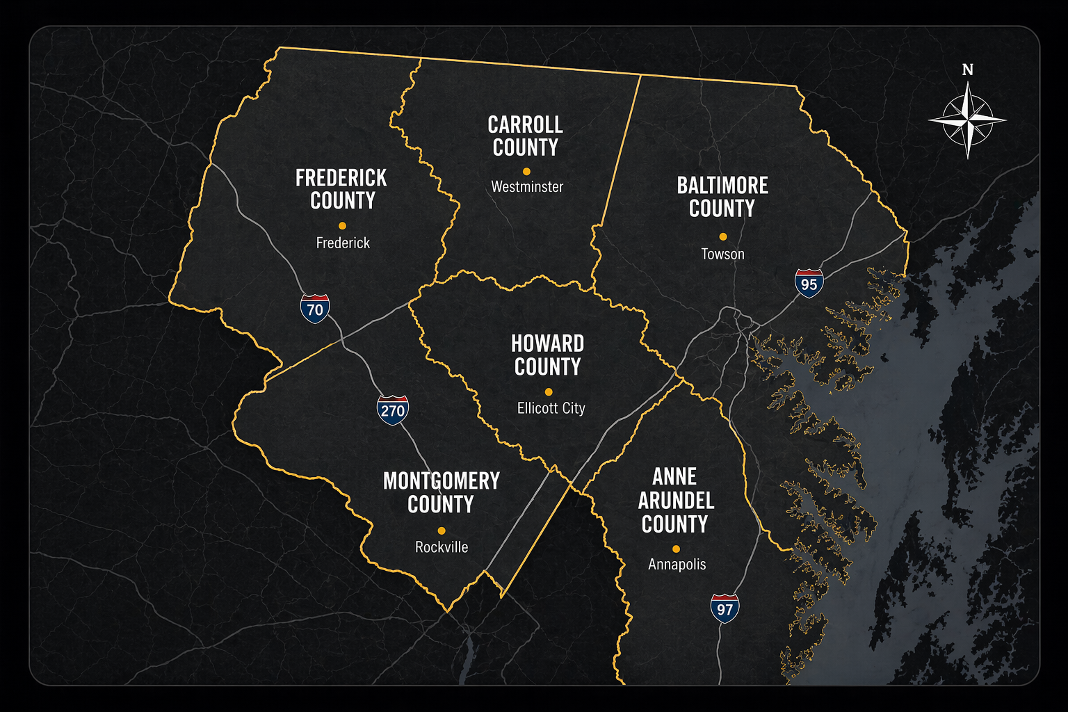 Armor Floor Pro Service Area Map — Central Maryland Counties