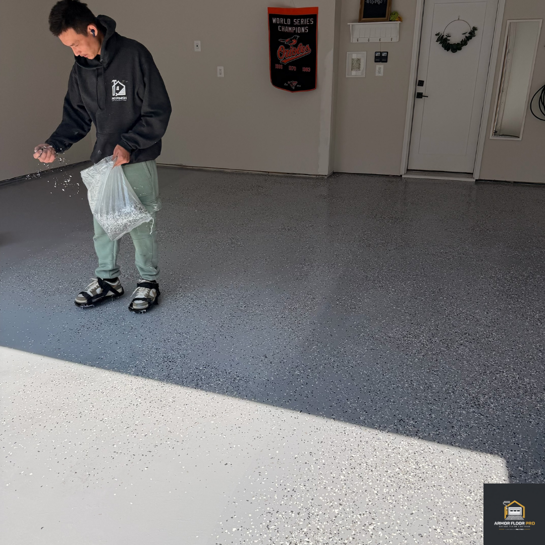 Worker broadcasting flakes