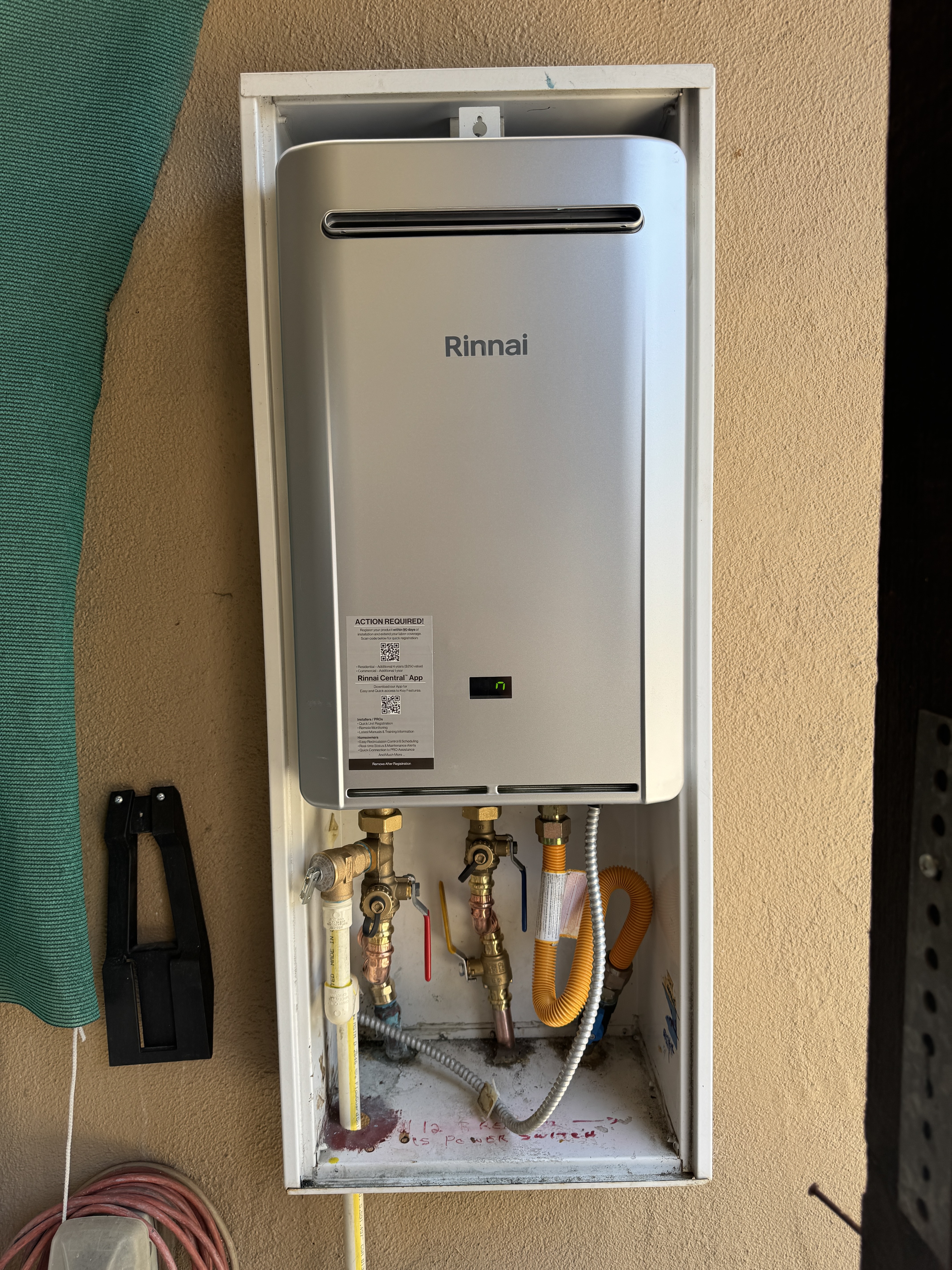 Recessed Outdoor Rinnai Tankless Installation Santa Clara County