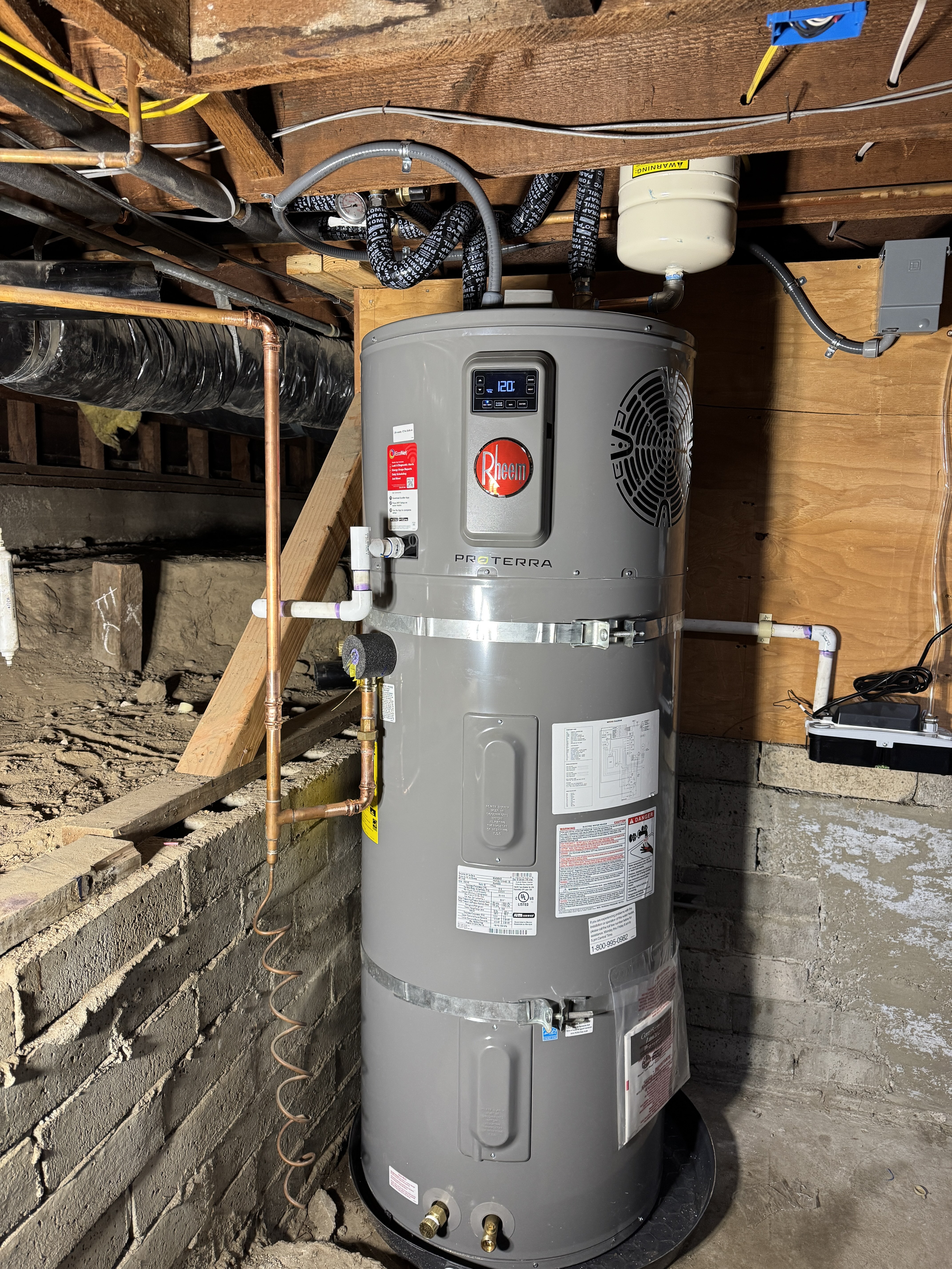 Rheem ProTerra Heat Pump Water Heater Basement Installation