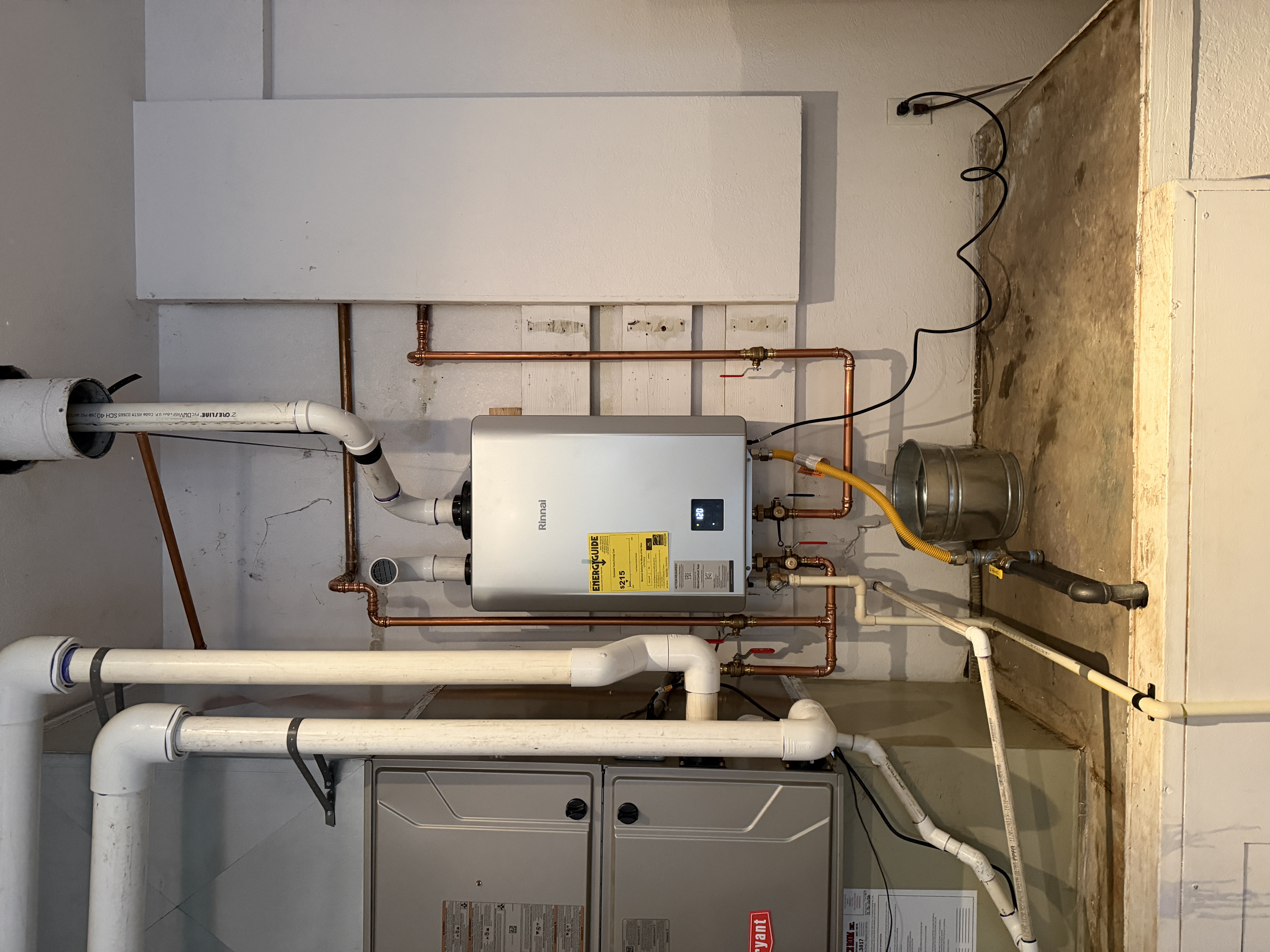 Indoor Rinnai Tankless Water Heater Setup