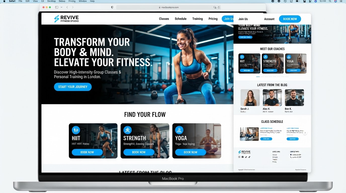 Boutique Fitness Studio website example