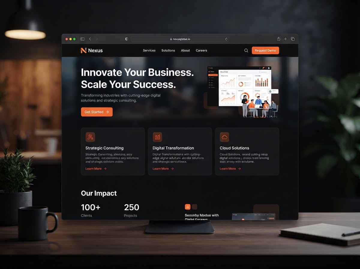 Sample website layout baked in minutes