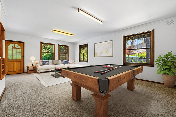 White room virtually staged with modern furniture