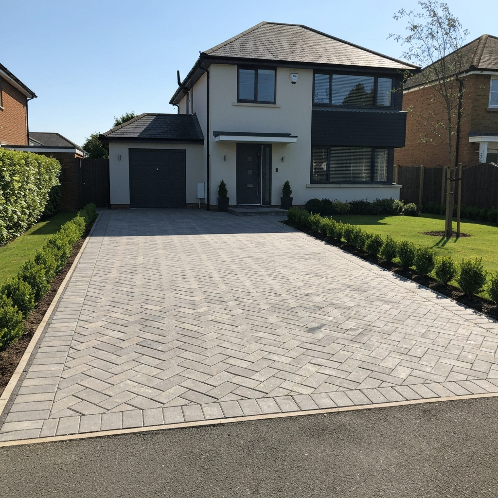 Block paving driveway installed by Pulse Landscaping in Barnsley, South Yorkshire
