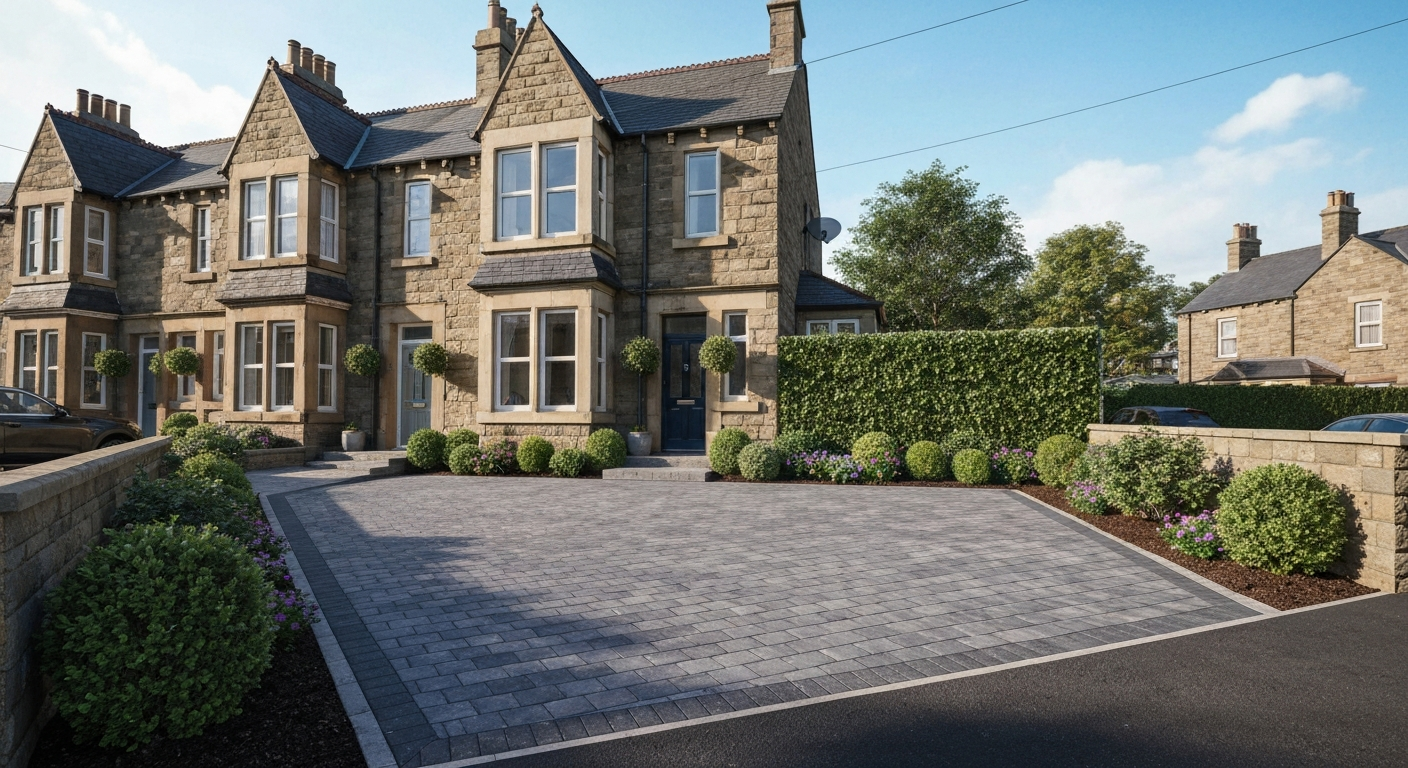 Block paving driveway installed by Pulse Landscaping in Halifax, West Yorkshire