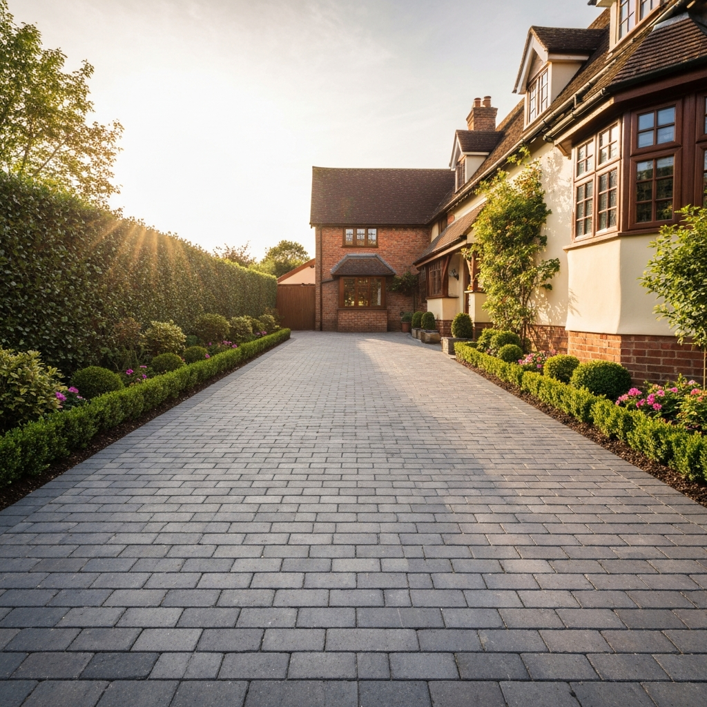 Block paving driveway in Brighouse near Huddersfield, laid by Pulse Landscaping and Driveways