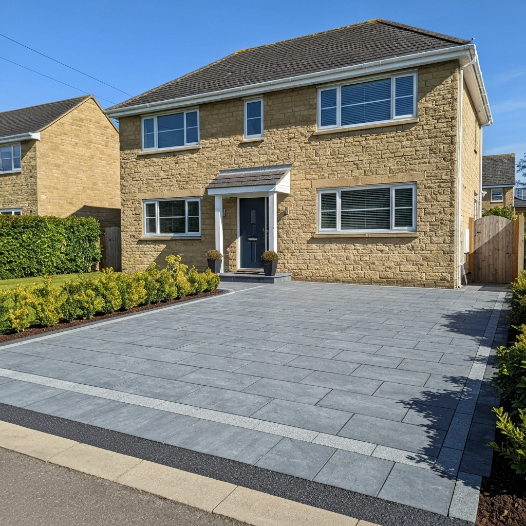 Resin bound driveway installed by Pulse Landscaping in Huddersfield, West Yorkshire
