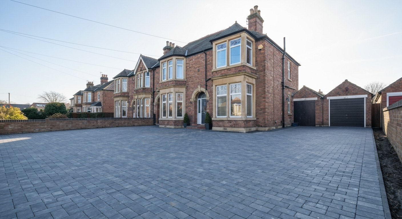 Block paving driveway installed by Pulse Landscaping and Driveways in Pontefract, West Yorkshire