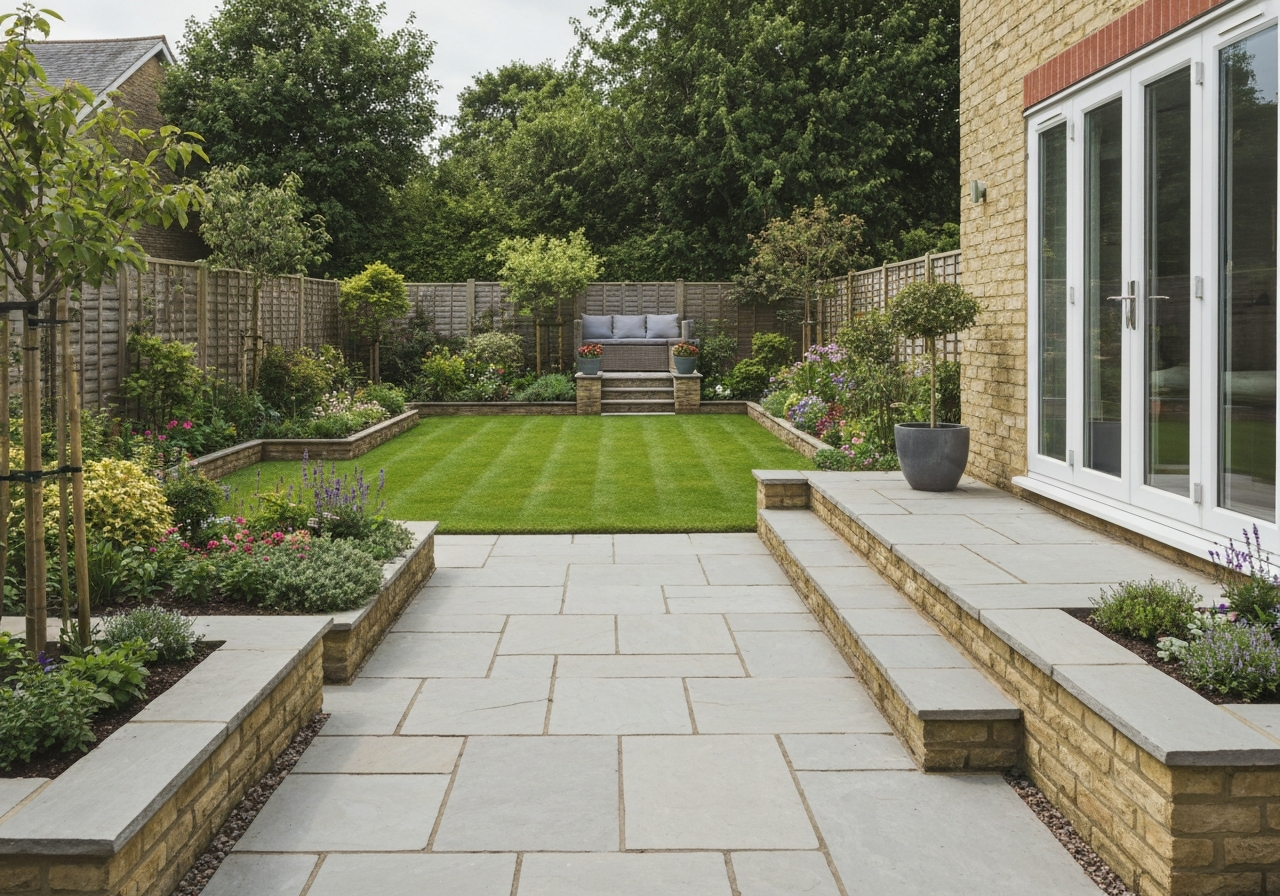 Full garden landscaping project completed by Pulse in Wakefield, WF6