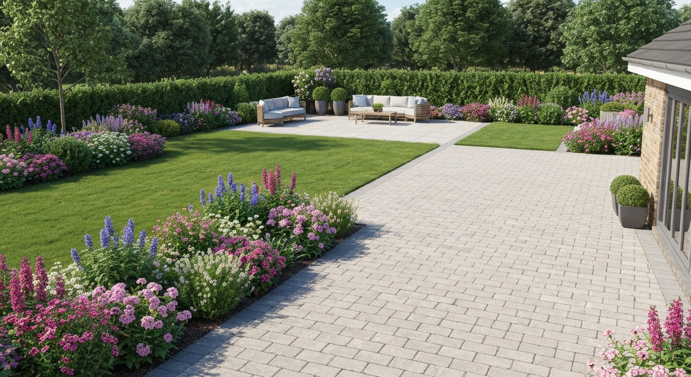 Completed landscaping and driveway project by Pulse Landscaping and Driveways in West Yorkshire