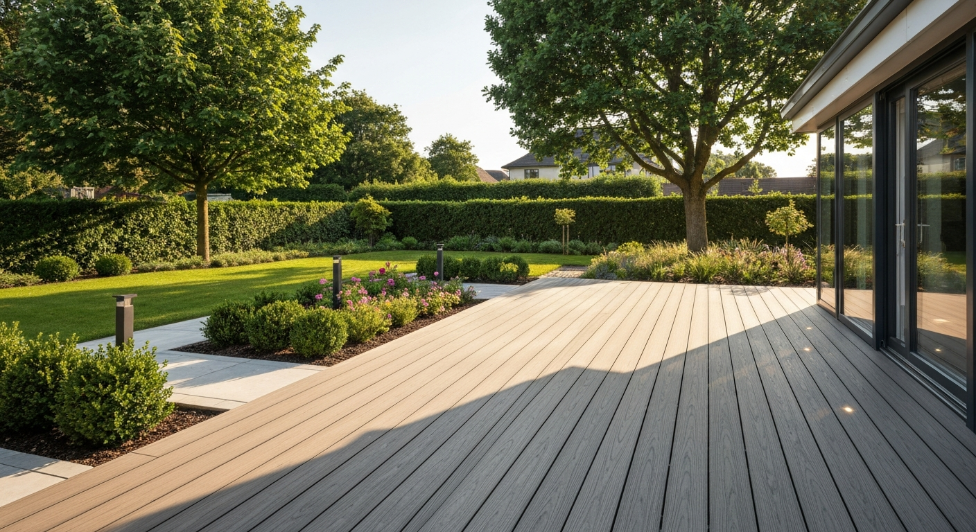 Composite decking installation in Wakefield garden by Pulse Landscaping