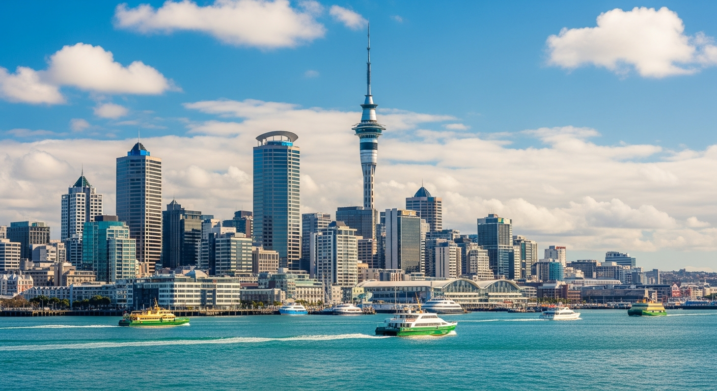 Auckland city skyline and harbour
