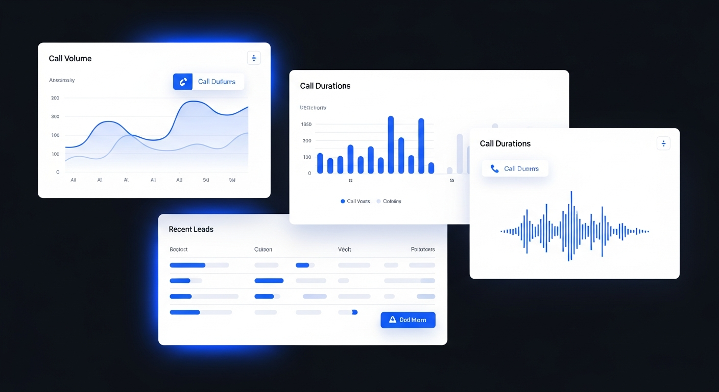 OS AI Voice dashboard showing AI receptionist call summaries