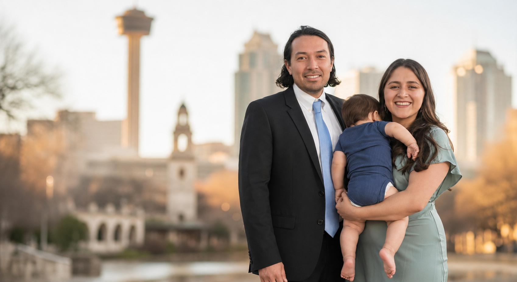 Familia hispana en San Antonio