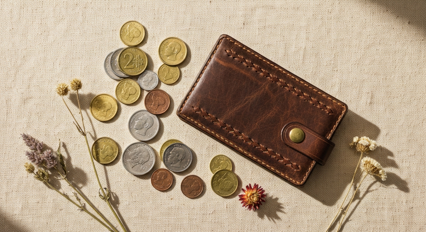 Coins and flowers on linen — inherited money patterns