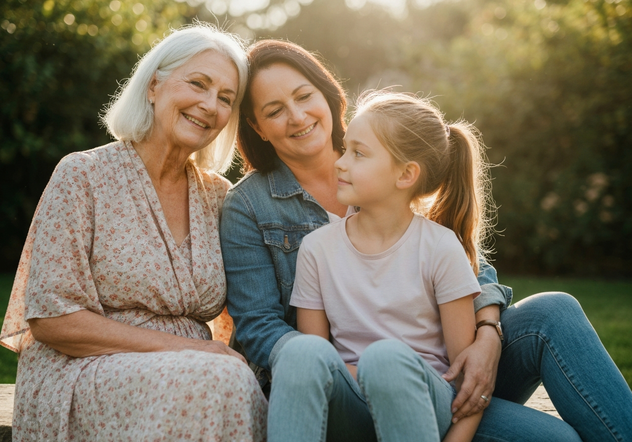 Three generations of women together